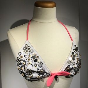 Victoria’s Secret white jeweled string bikini top size medium